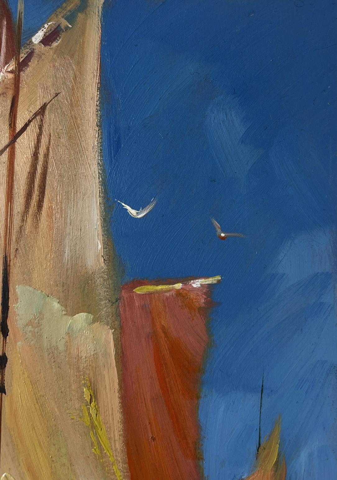 Oil painting Sail full of wind by Yuriy Suprunchuk with blue sky, birds in flight