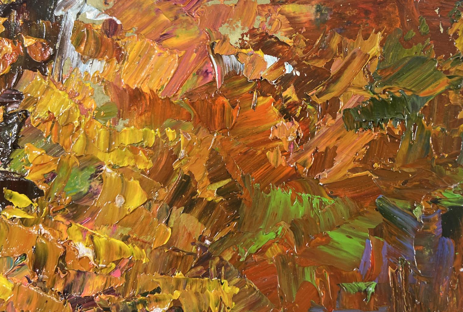 Oil painting Autumn sparkles with gold by Boris Serdyuk, vibrant abstract textured brushstrokes