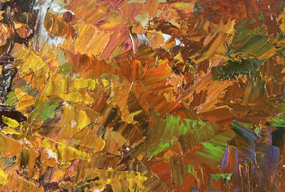 Oil painting Autumn sparkles with gold by Boris Serdyuk, vibrant abstract textured brushstrokes