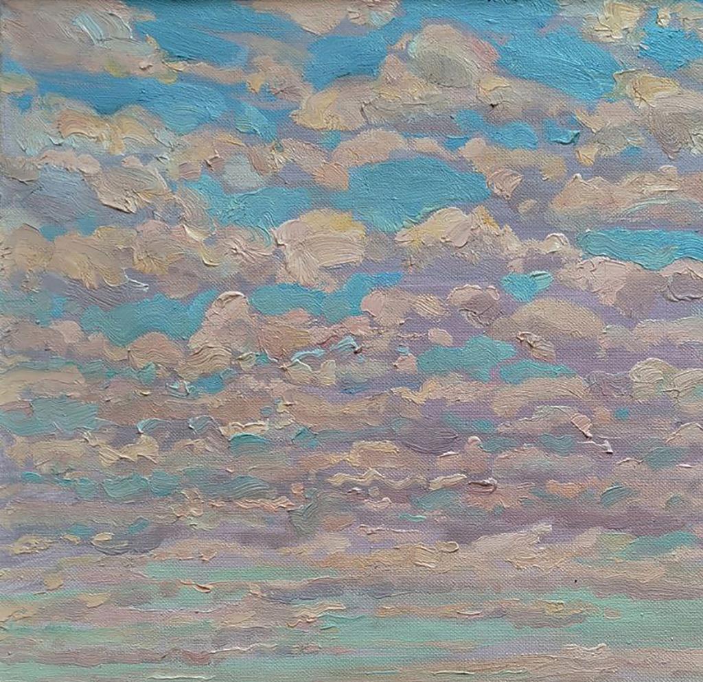 Oil painting Spring expanses of fields by Leonid Pavlenko textured sky