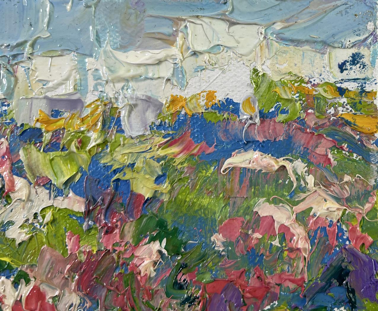 Oil painting Spring colors by Oleksiy Ivanyuk, vibrant abstract blues greens pinks yellows