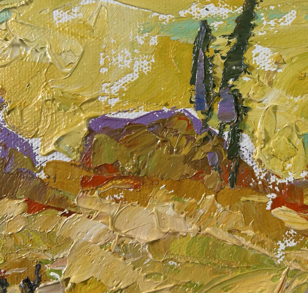 Oil painting The Color of Harvest by Oleksiy Ivanyuk, golden textured impressionism