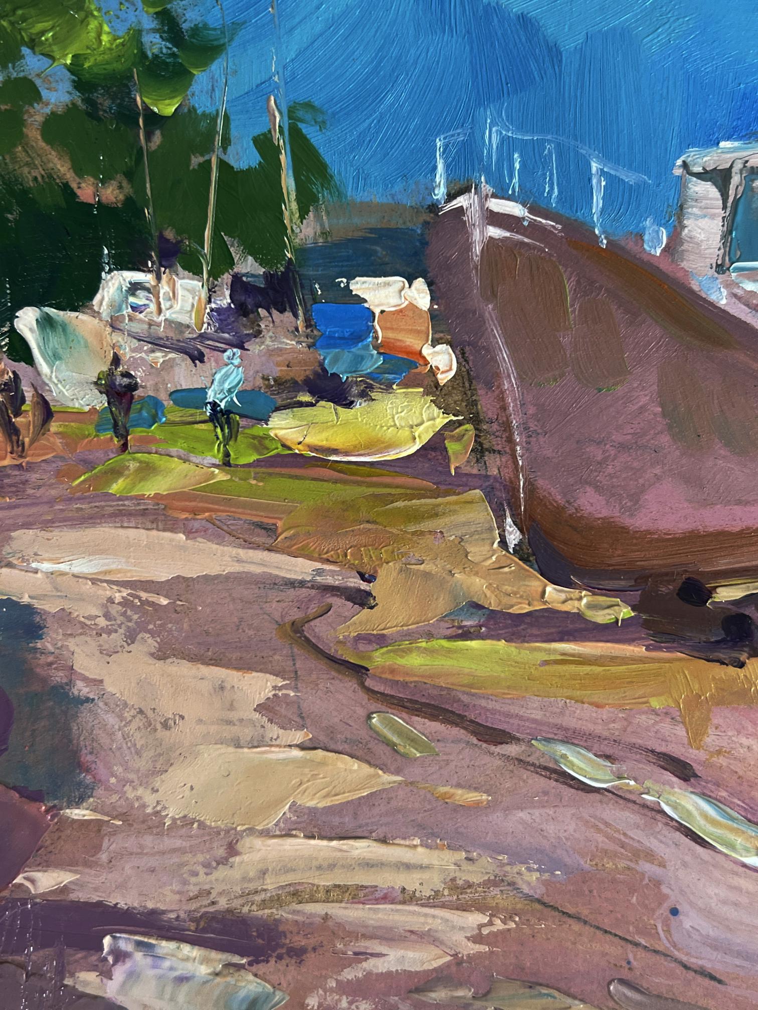 Oil painting The road to the yacht club by Yuriy Suprunchuk coastal scene