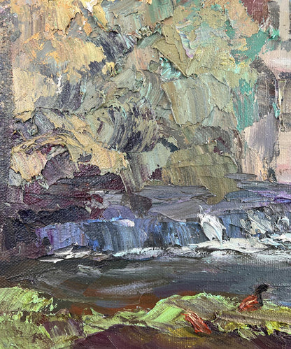 Textured impasto oil painting Morning embroidered with rays by Boris Serdyuk