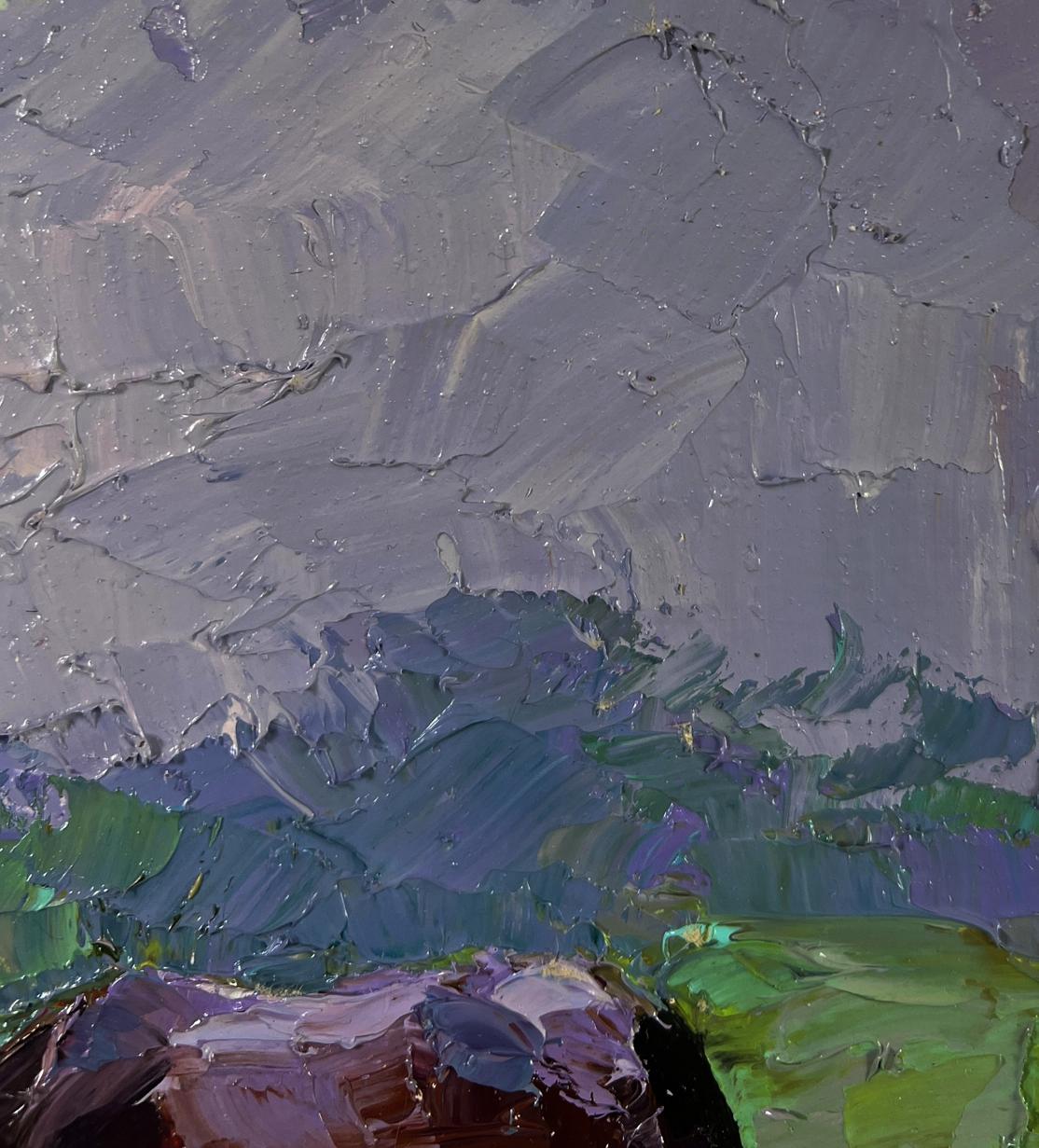 Impressionistic oil painting of horses grazing by Boris Serdyuk