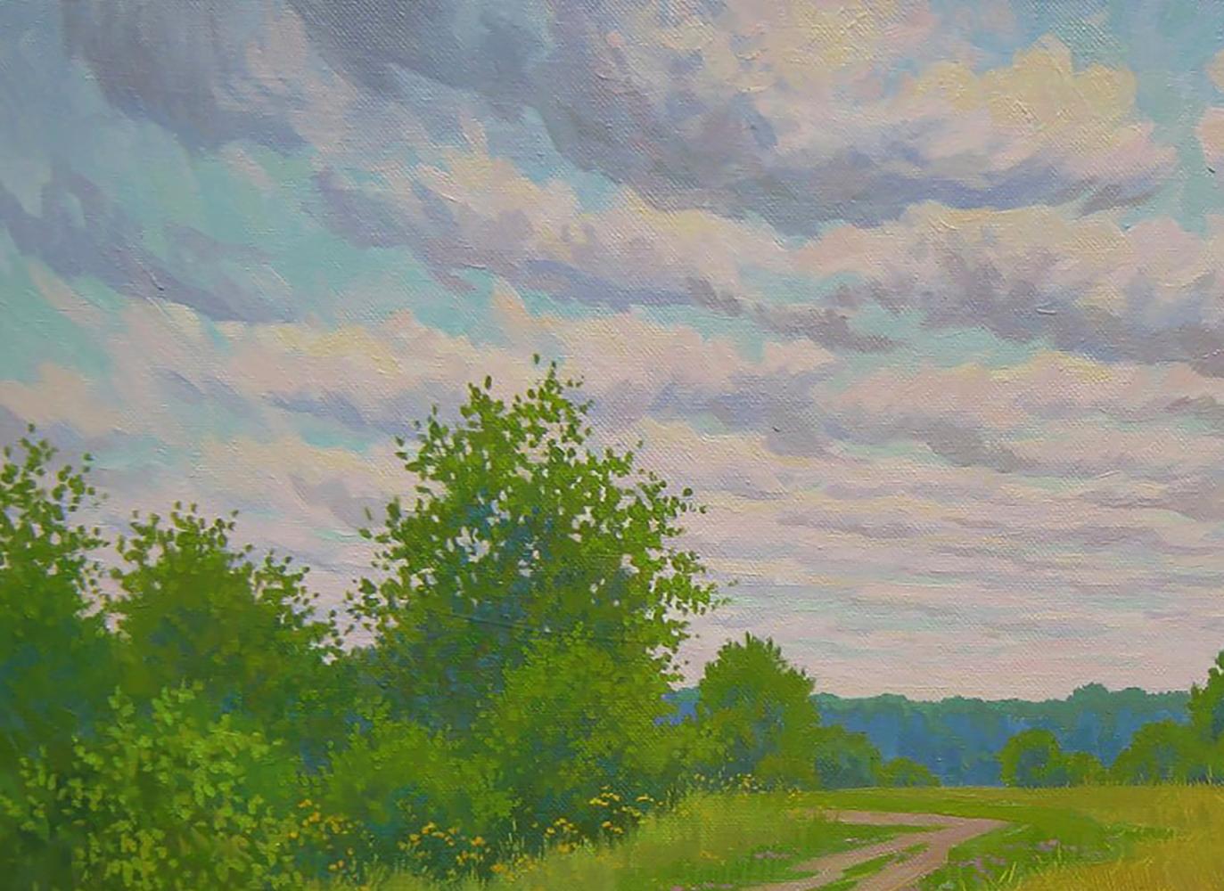 Oil painting Road through the meadows by Valery Savenets serene landscape