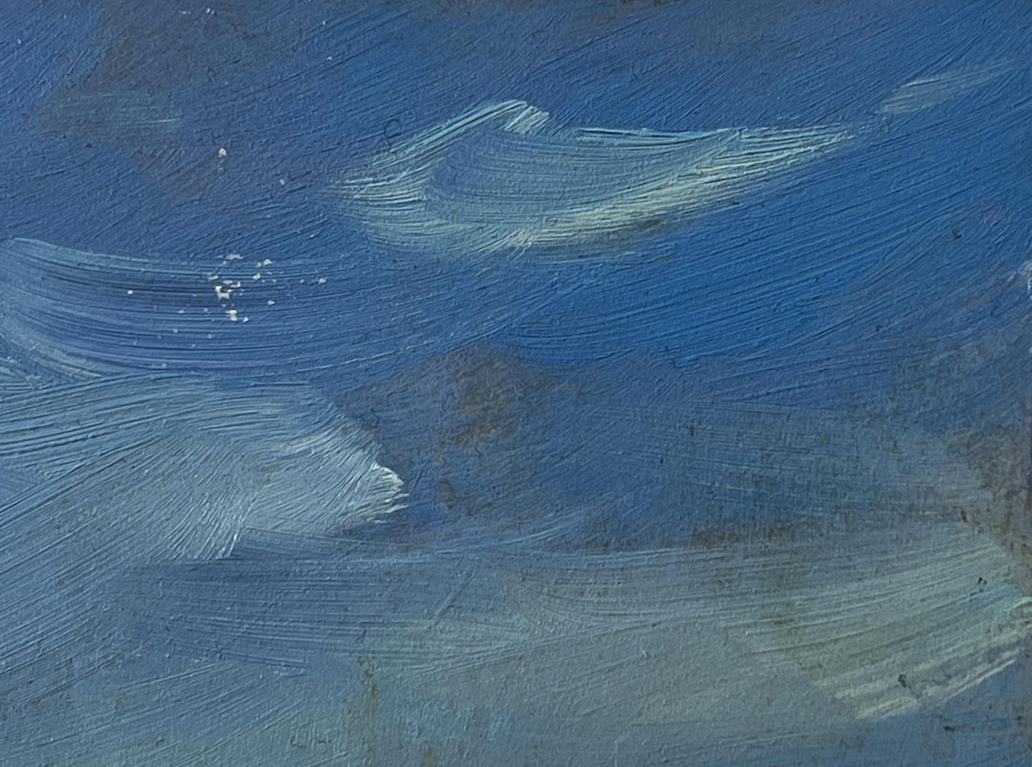 Oil painting Sea with ships by Yuriy Suprunchuk on blue textured canvas