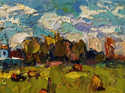 Vibrant impressionist oil painting Sunny day in the field by Oksana Ivanyuk