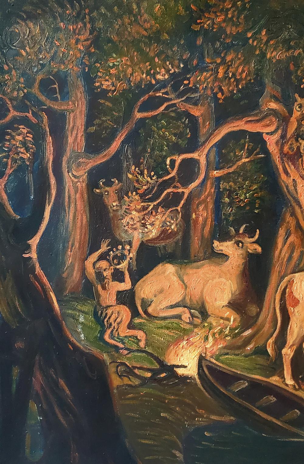 Oil painting Fairytale night in the forest by Daniil Litvinov