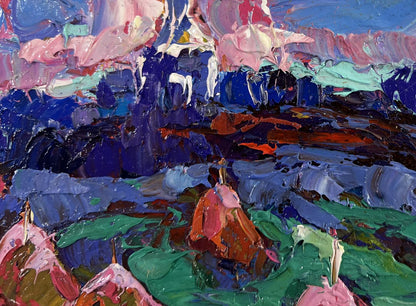 Vibrant impasto oil painting The evening is falling silent by Oksana Ivanyuk