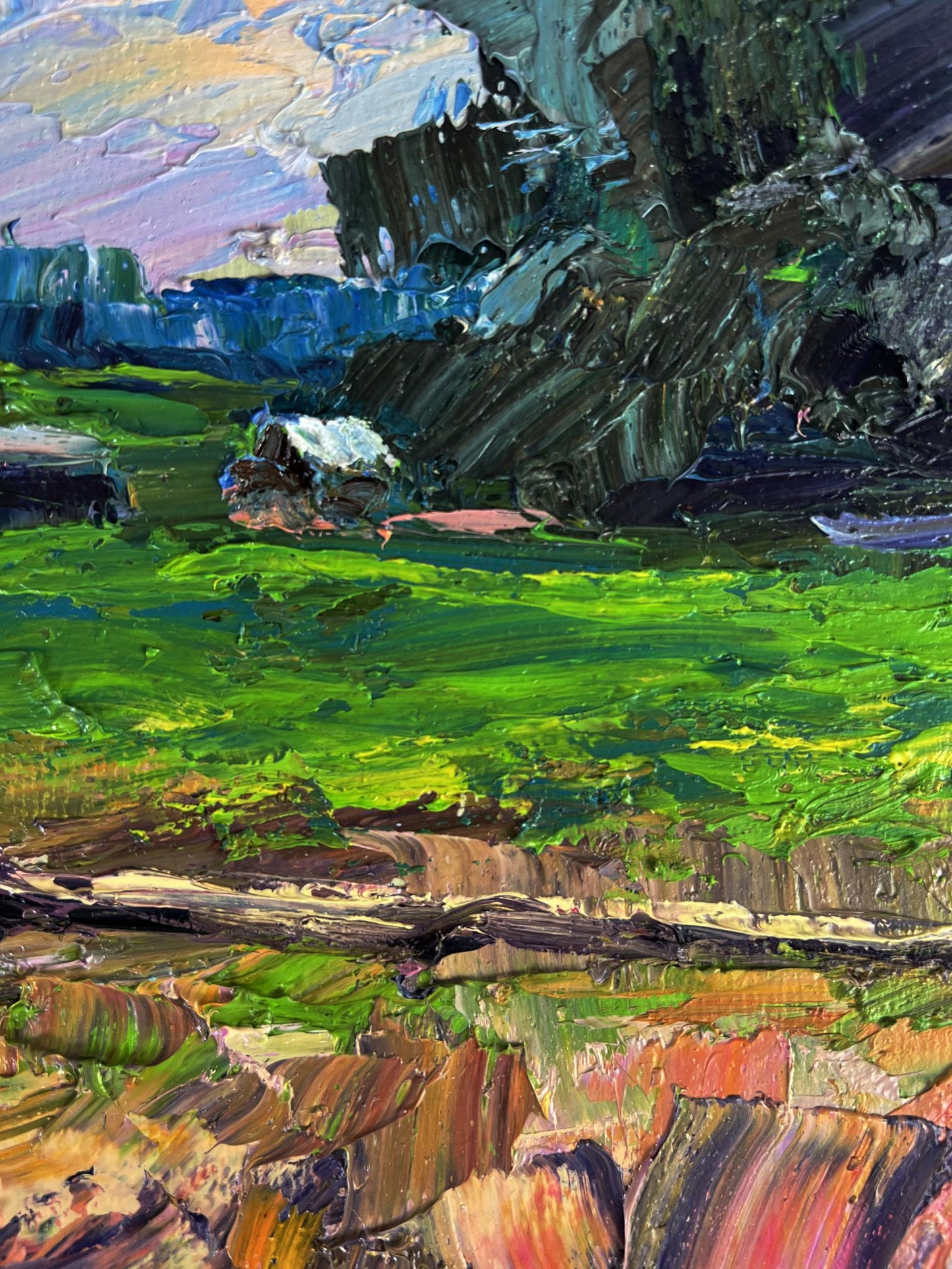 Vibrant impressionist oil painting The edge of the village by Boris Serdyuk