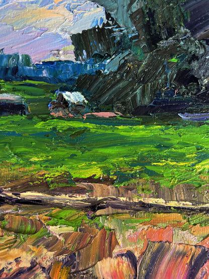 Vibrant impressionist oil painting The edge of the village by Boris Serdyuk