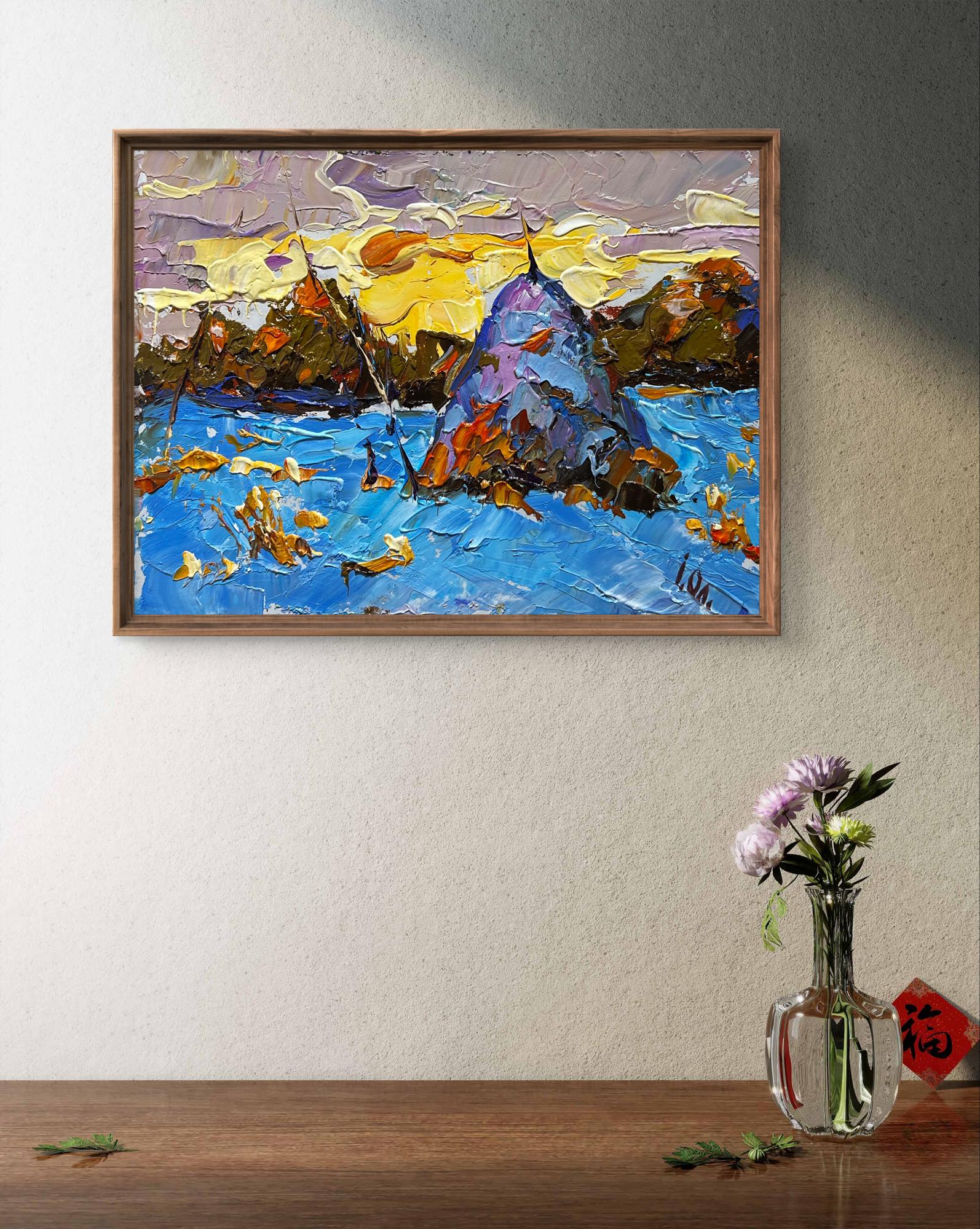 Oil painting Snow blue by Oleksiy Ivanyuk in wooden frame