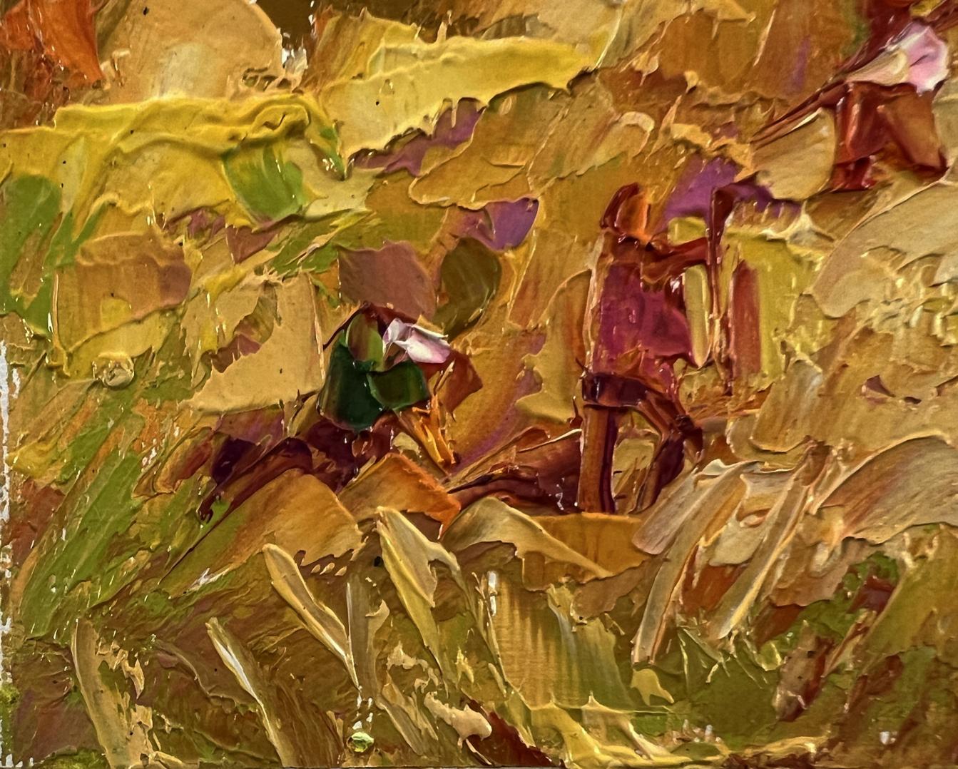 Oleksiy Ivanyuk oil painting Daytime haymaking with impasto figures in landscape