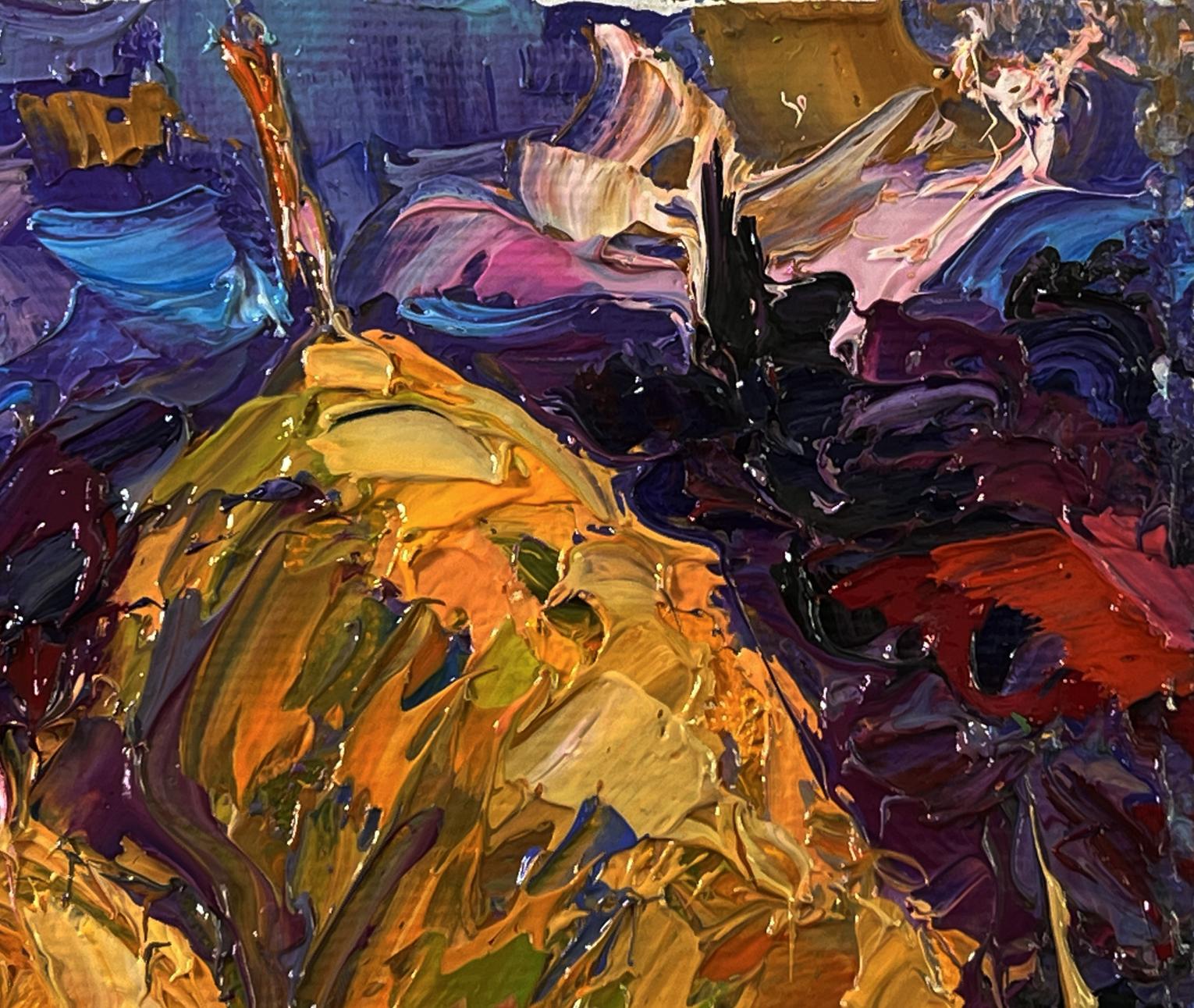 Vibrant Field with Hay oil painting by Oksana Ivanyuk in bold hues