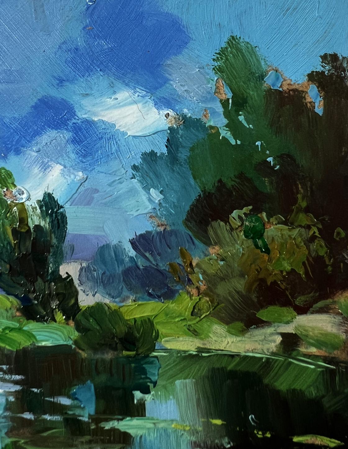 Vibrant impressionist oil painting Forest river by Yuriy Suprunchuk