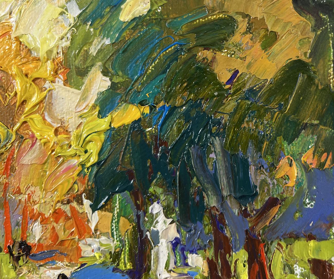 Oil painting Alley in the Park by Oleksiy Ivanyuk vibrant foliage