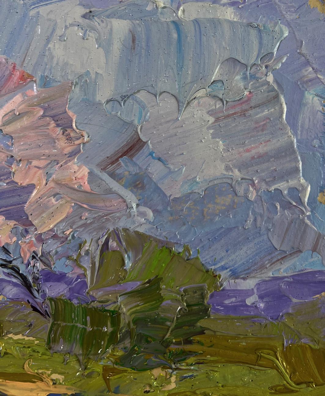 Oil painting Sunny day under a cloudy sky by Boris Serdyuk with impasto blues