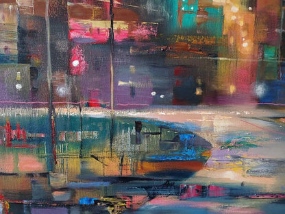 Abstract oil painting Night City Anatoly Tarabanov