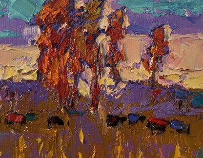 Vibrant Night on the Field oil painting by Oleksiy Ivanyuk with bold brushstrokes