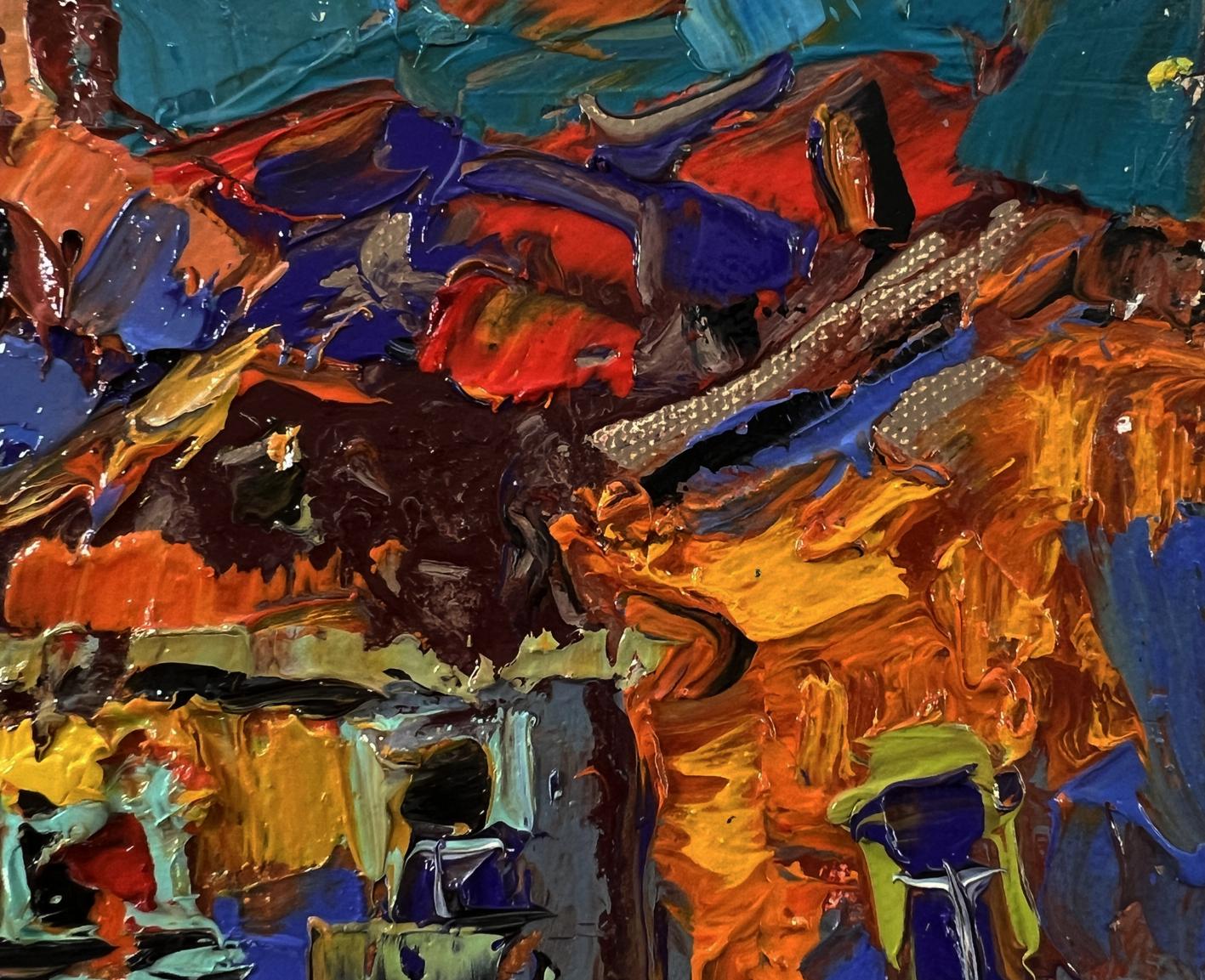 Vibrant Oleksiy Ivanyuk oil painting of city in night lights with textured strokes