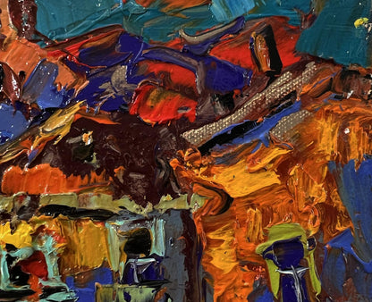 Vibrant Oleksiy Ivanyuk oil painting of city in night lights with textured strokes