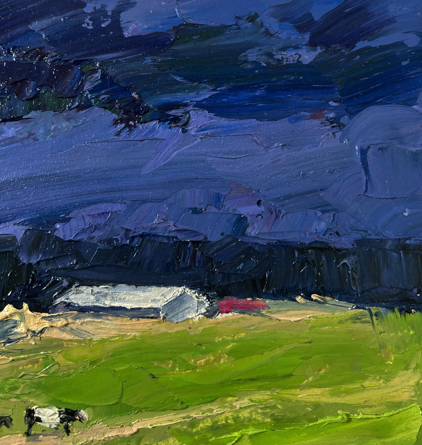 Oil painting Evening field by Boris Serdyuk moody textured landscape