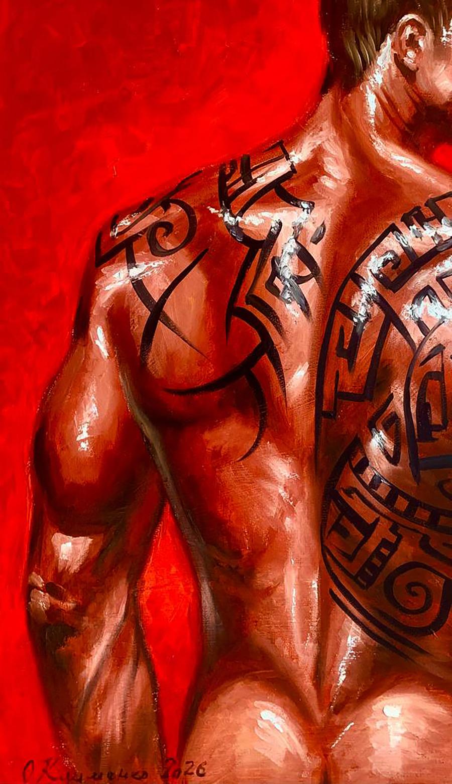 Oil painting Tattooing on an Athletic Body Olena Klimenko