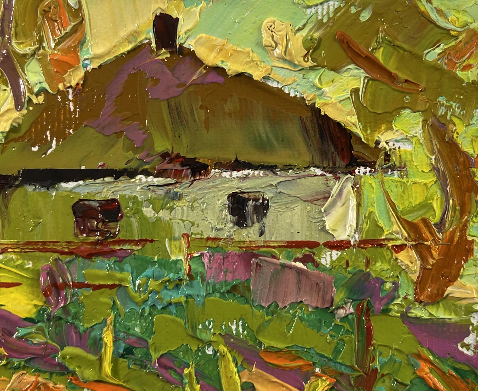 Oil painting Yellow sunset in the village by Oleksiy Ivanyuk