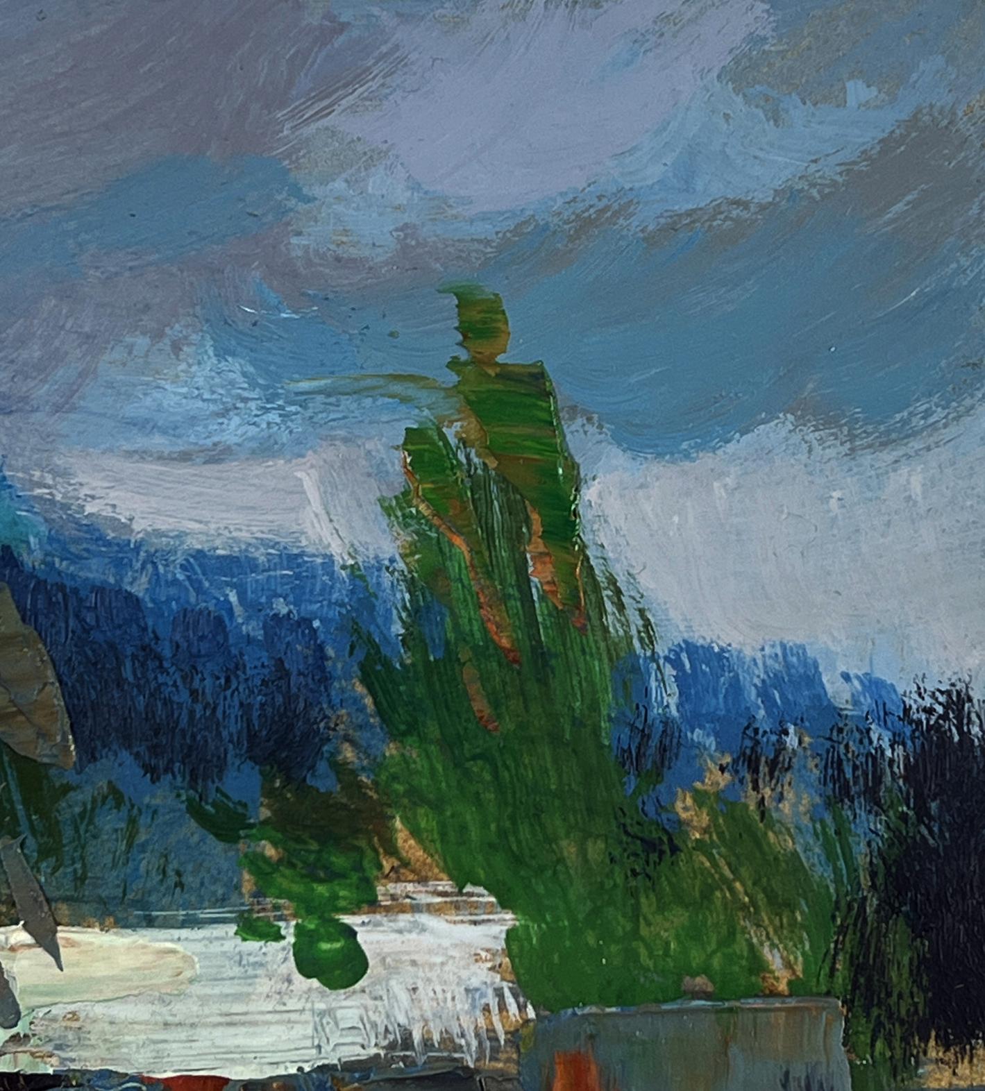 Impressionistic oil painting by Yuriy Suprunchuk of cows grazing by river
