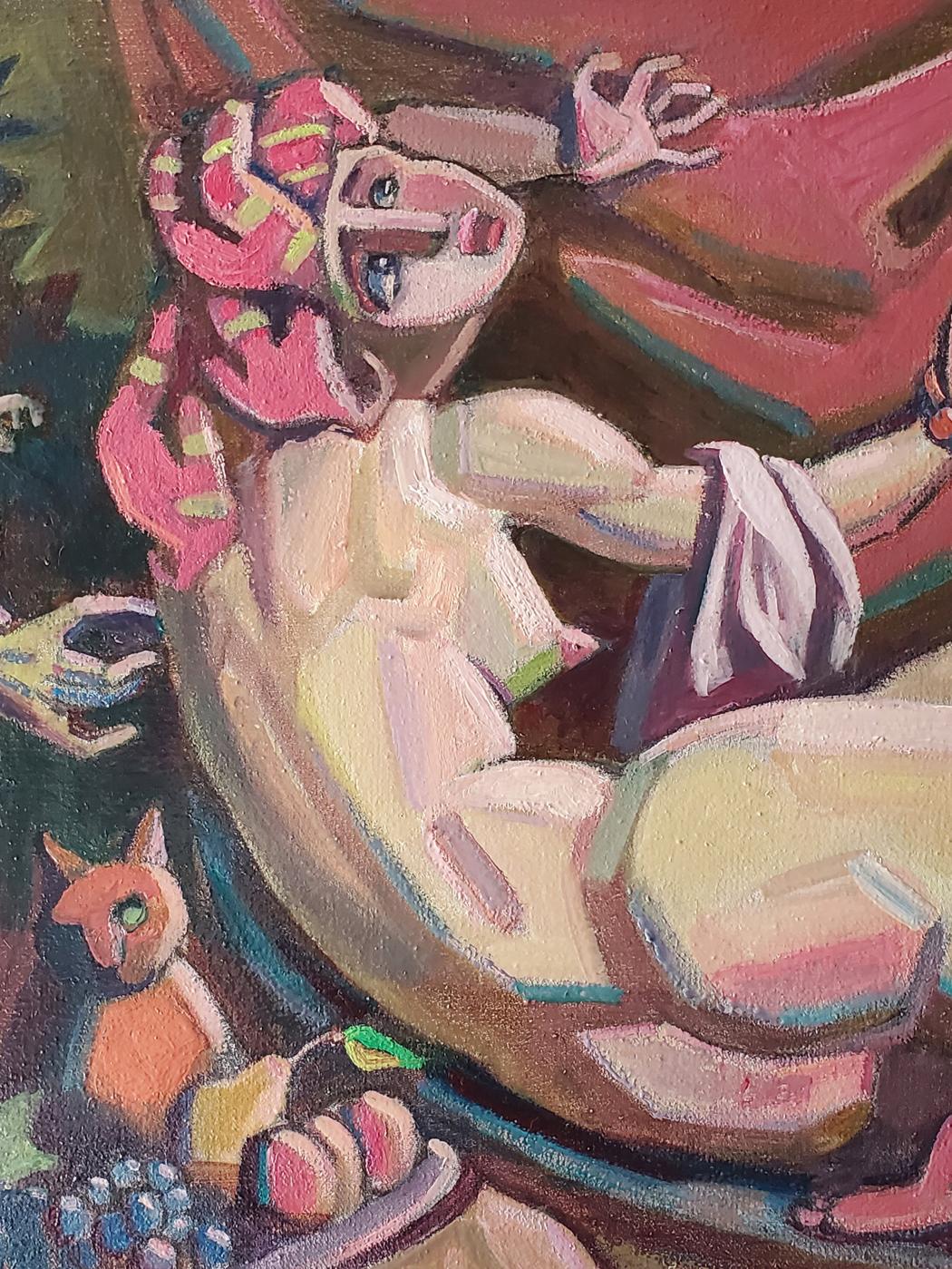 Oil painting Susanna and the Elders by Daniil Litvinov, vibrant nude figure