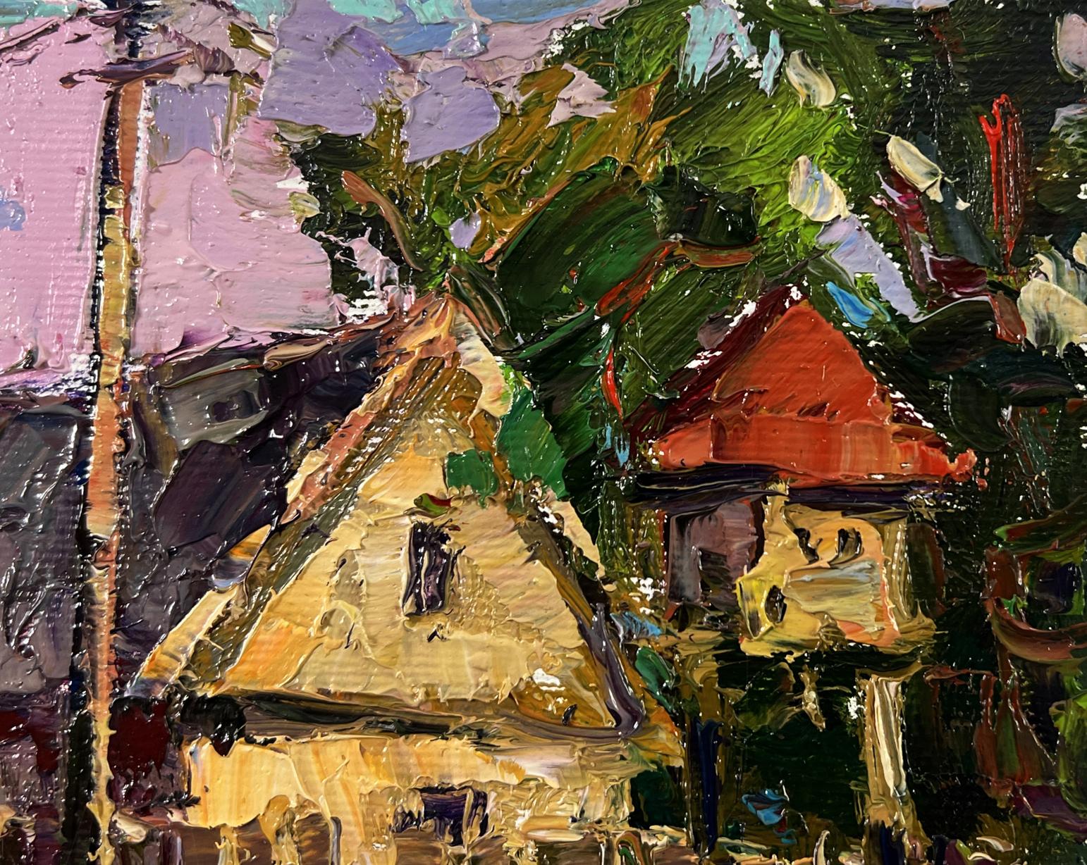 Vibrant impressionist oil painting Evening house by Oksana Ivanyuk
