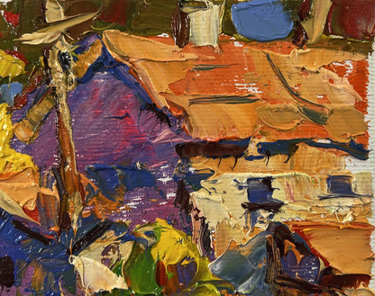 Vibrant Summer village heat oil painting by Oleksiy Ivanyuk