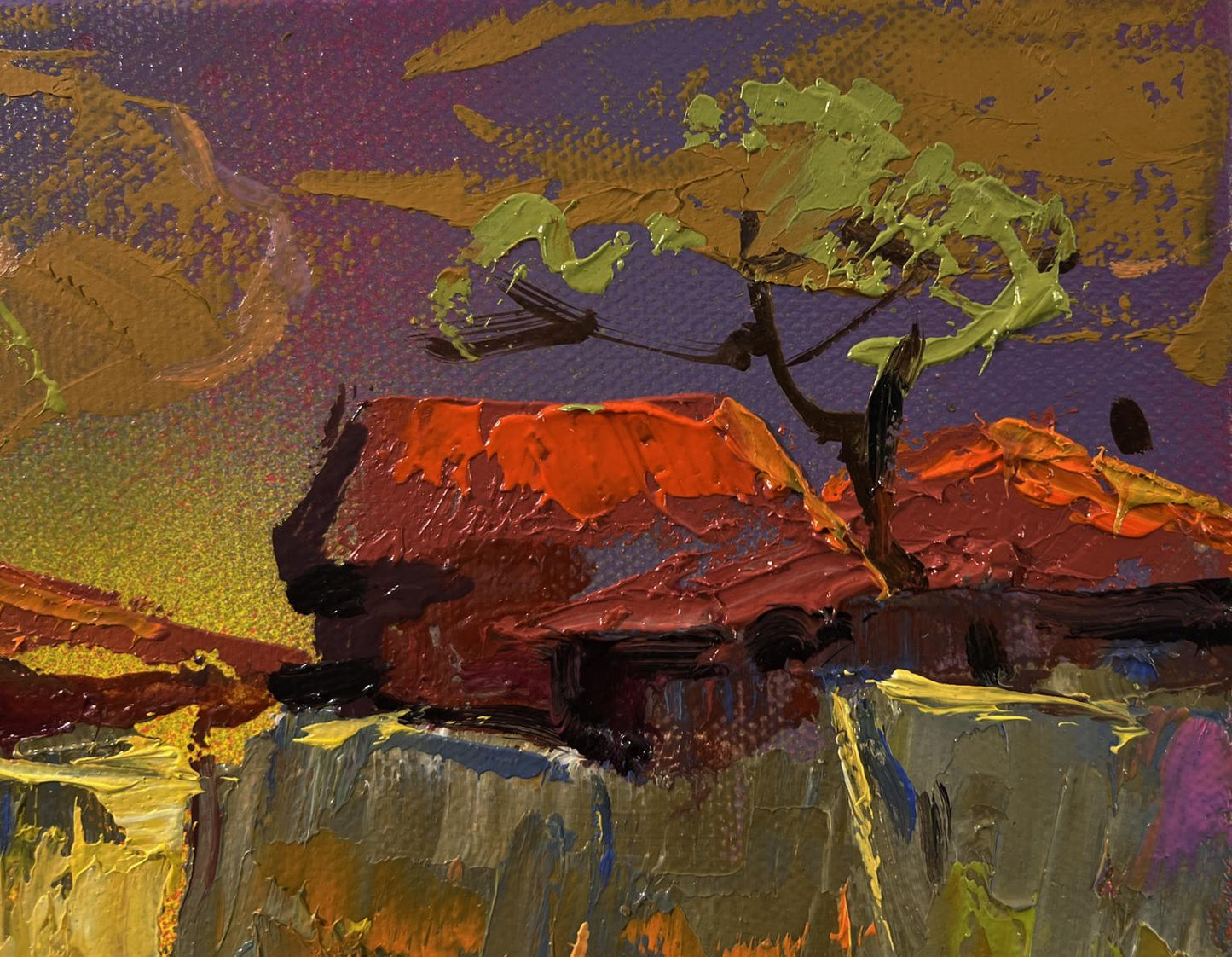 Oil painting Village Evening in Reflection by Oleksiy Ivanyuk