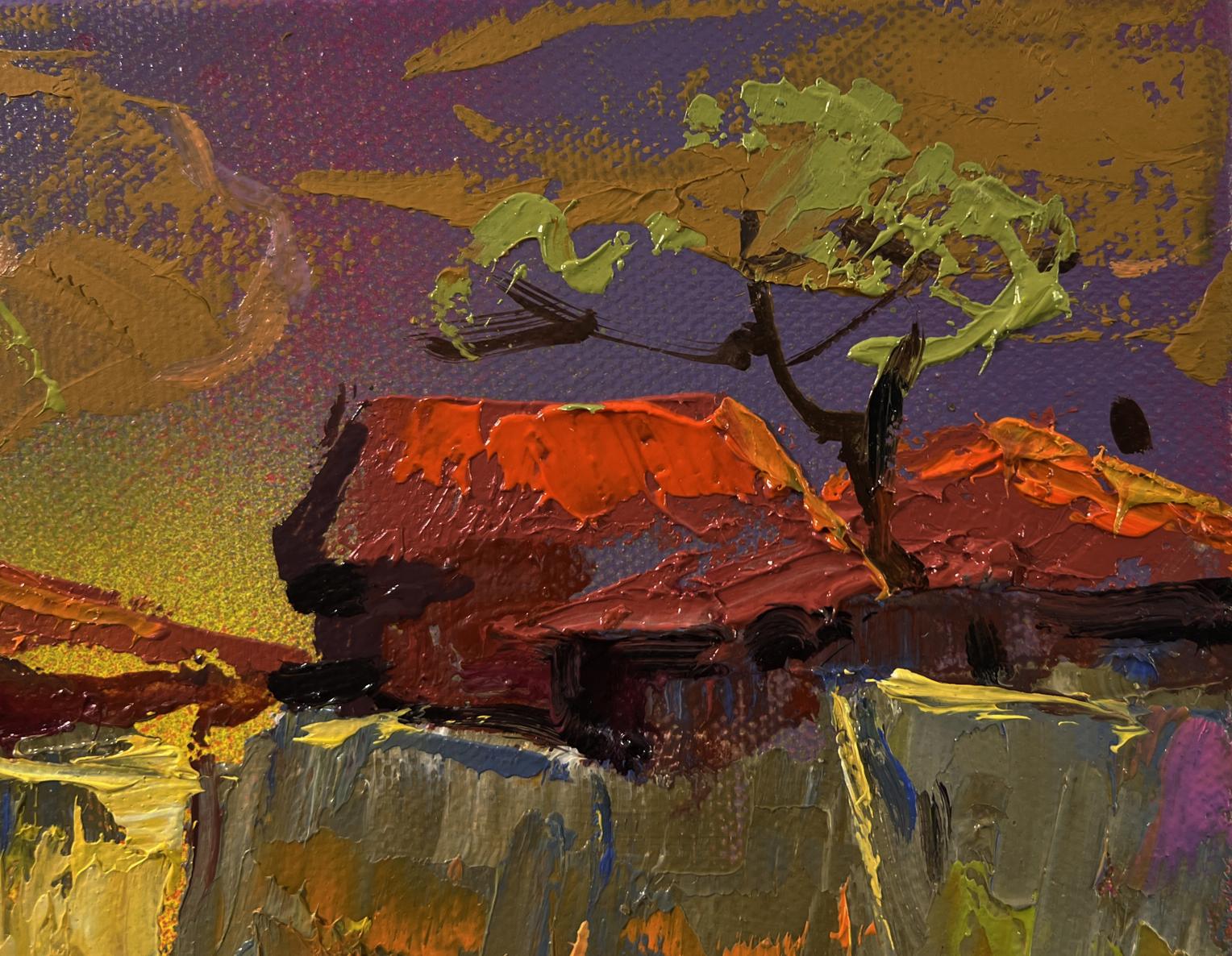 Oil painting Village Evening in Reflection by Oleksiy Ivanyuk