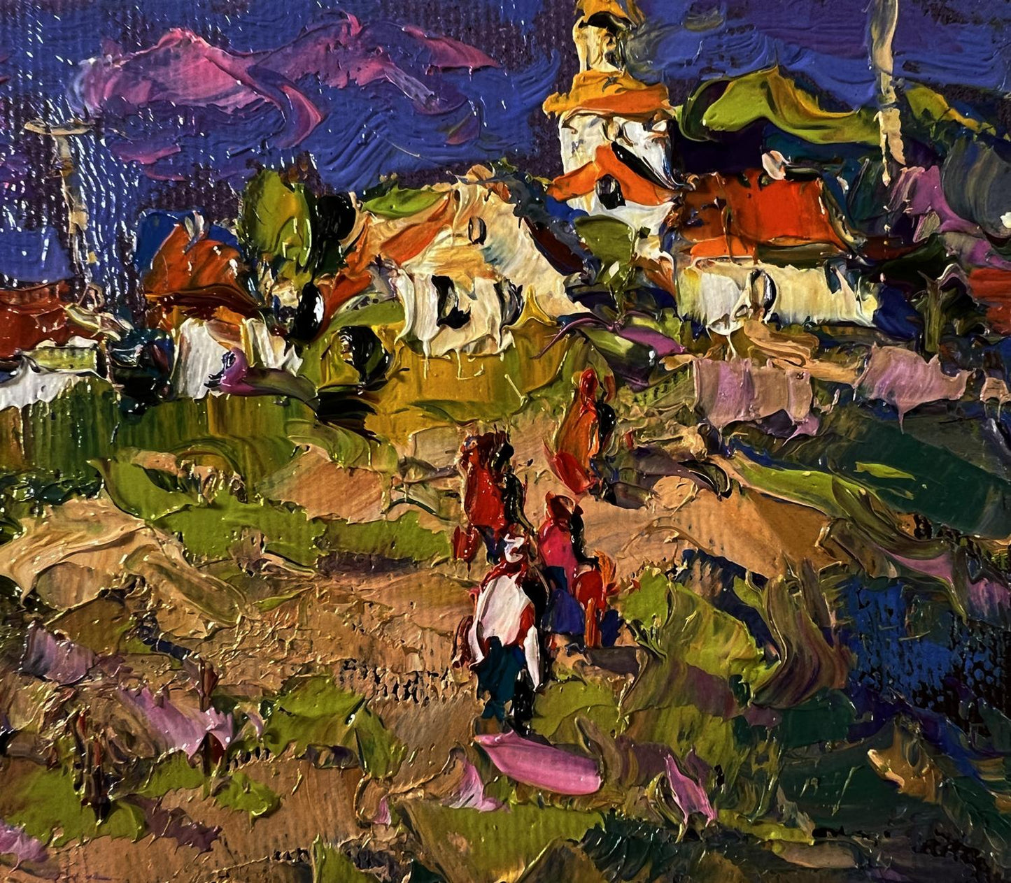 Vibrant impressionist oil painting Outside the village by Oksana Ivanyuk