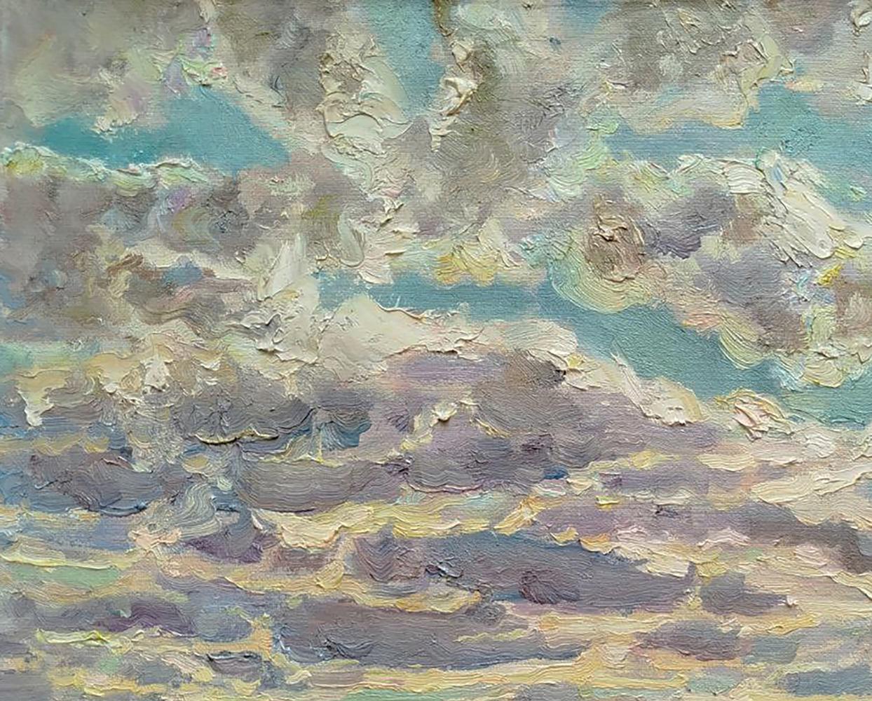 Textured oil painting of July day sky by Leonid Pavlenko