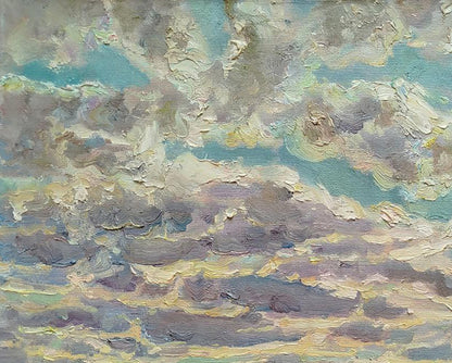 Textured oil painting of July day sky by Leonid Pavlenko