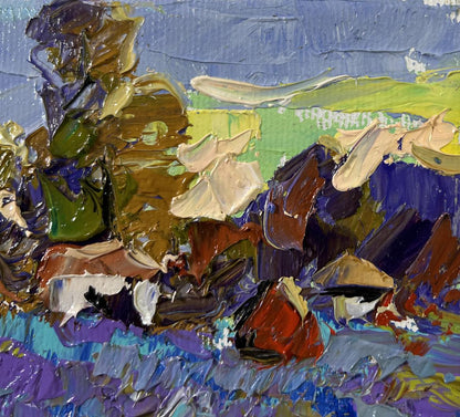 Vibrant impressionist oil painting Edge of the Village by Oleksiy Ivanyuk