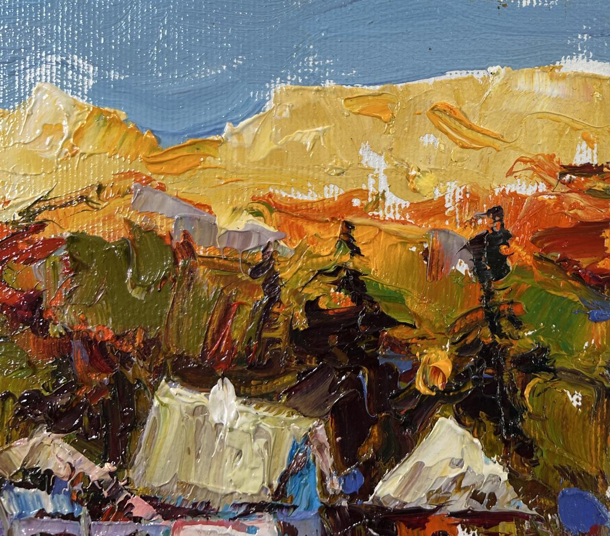Impasto textured sunset landscape oil painting by Oleksiy Ivanyuk