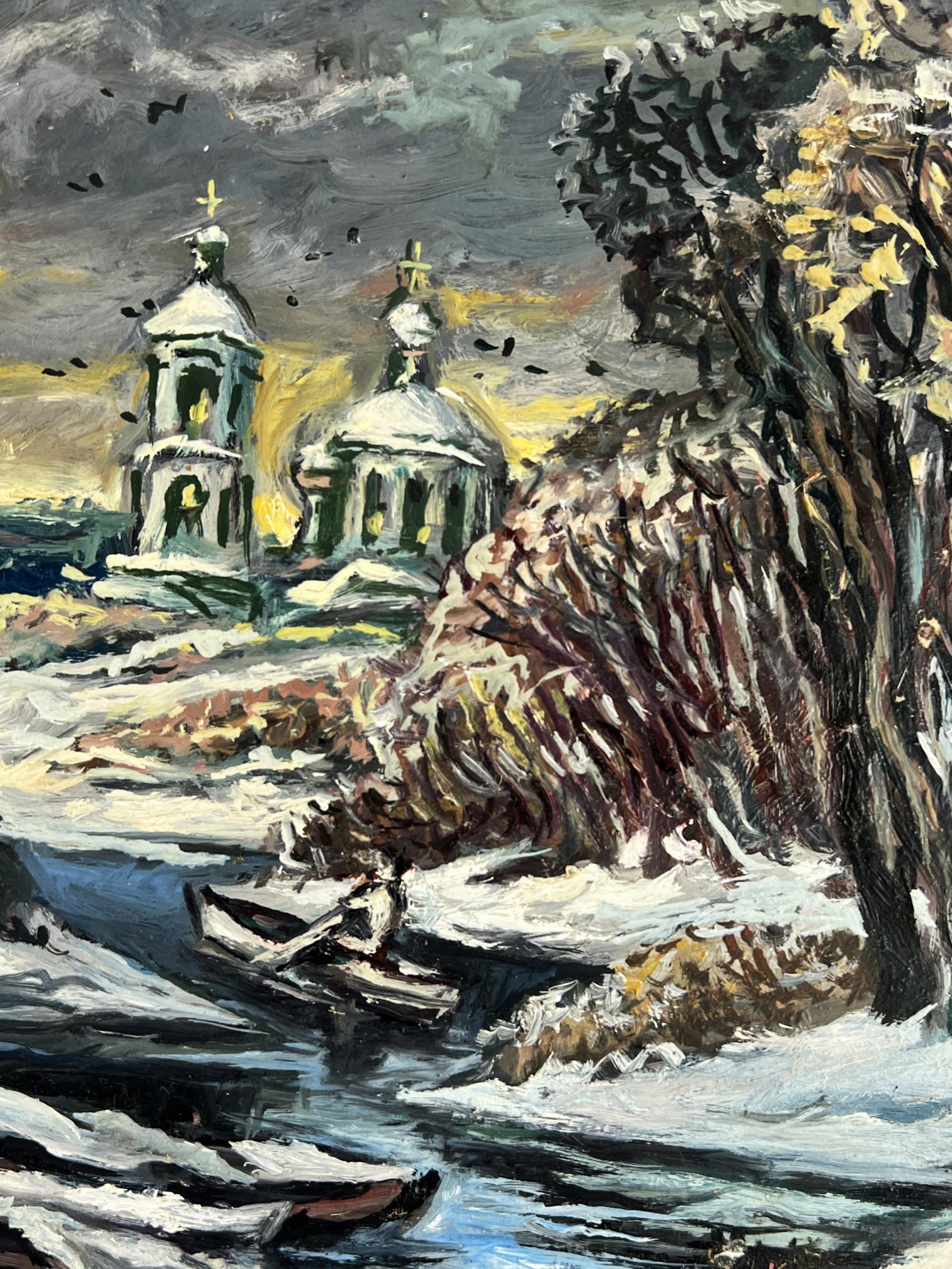 Snow-covered church domes by Alexander Litvinov oil painting