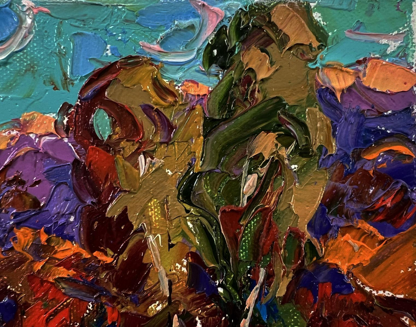 Vibrant impressionist oil painting Evening forest by Oleksiy Ivanyuk
