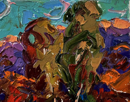 Vibrant impressionist oil painting Evening forest by Oleksiy Ivanyuk