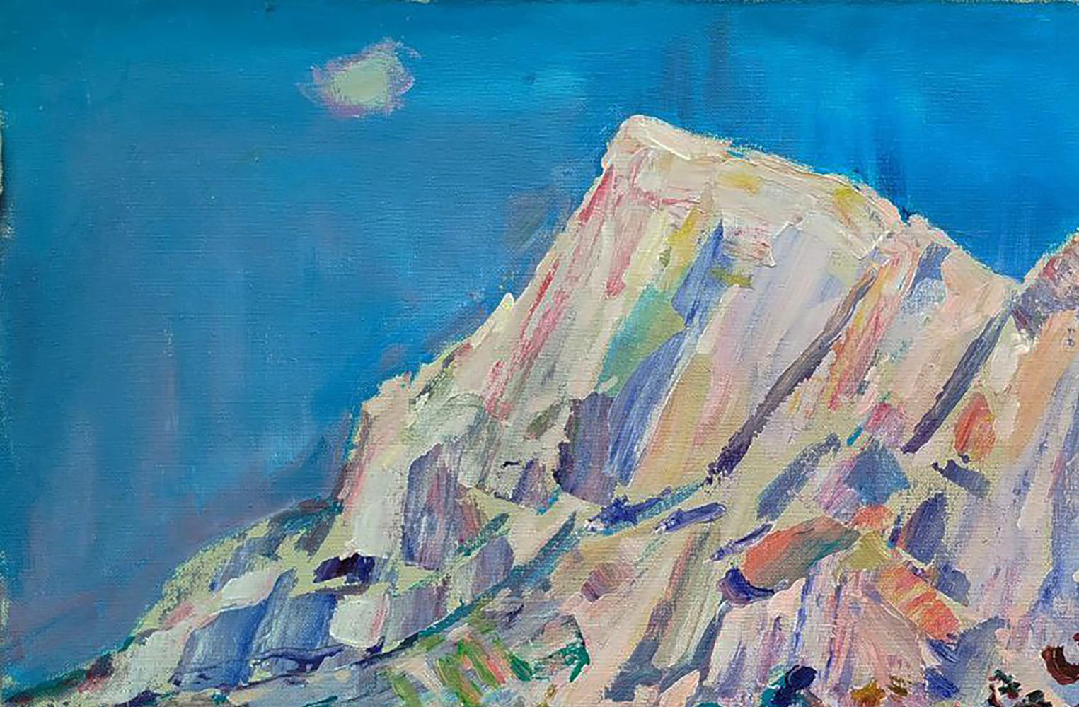 Vibrant acrylic painting White mountain by Leonid Pavlenko