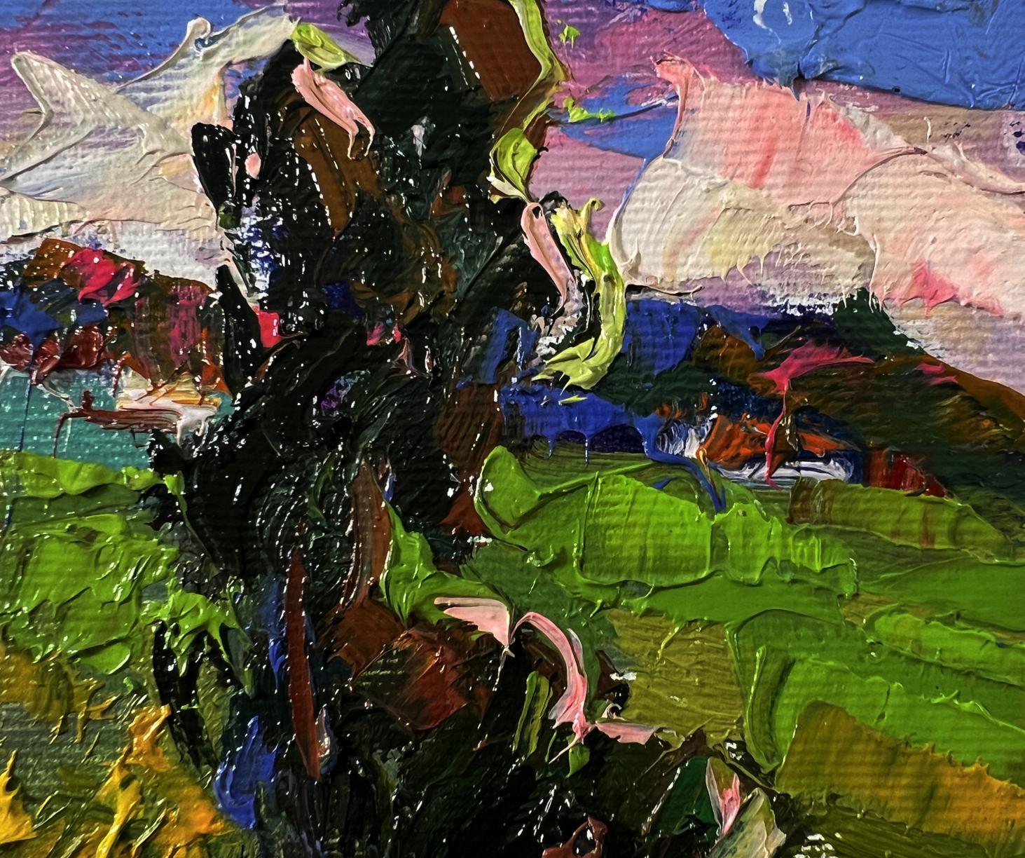Vibrant impressionist oil painting Geese under the Trees by Oksana Ivanyuk