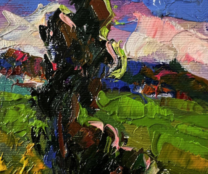 Vibrant impressionist oil painting Geese under the Trees by Oksana Ivanyuk