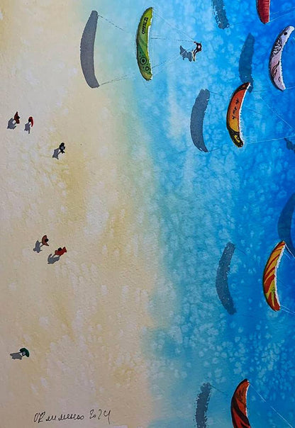 Watercolor painting Windy Day Olena Klimenko