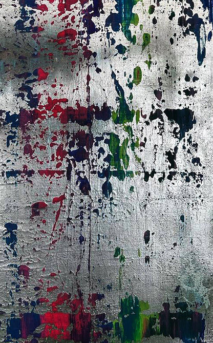 Acrylic painting Colorful waterfall by Olga Melezhik with vibrant splatters