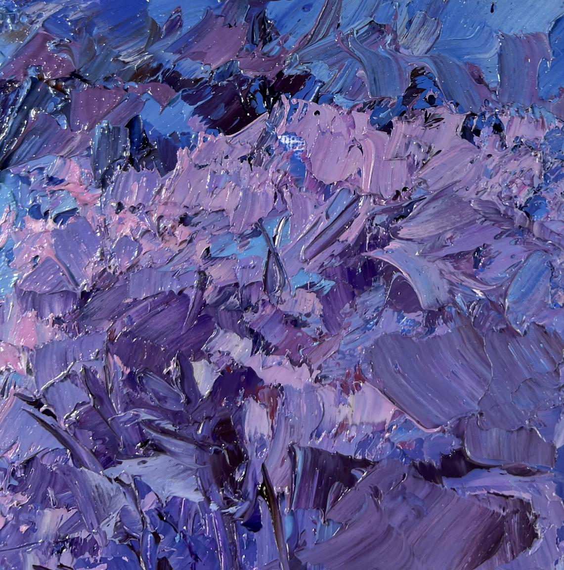 Oil painting Dear wintertime by Boris Serdyuk, textured purple blue impasto