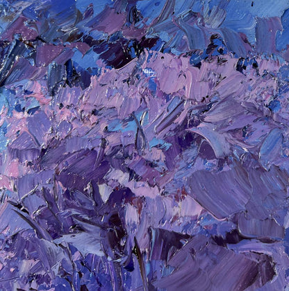 Oil painting Dear wintertime by Boris Serdyuk, textured purple blue impasto